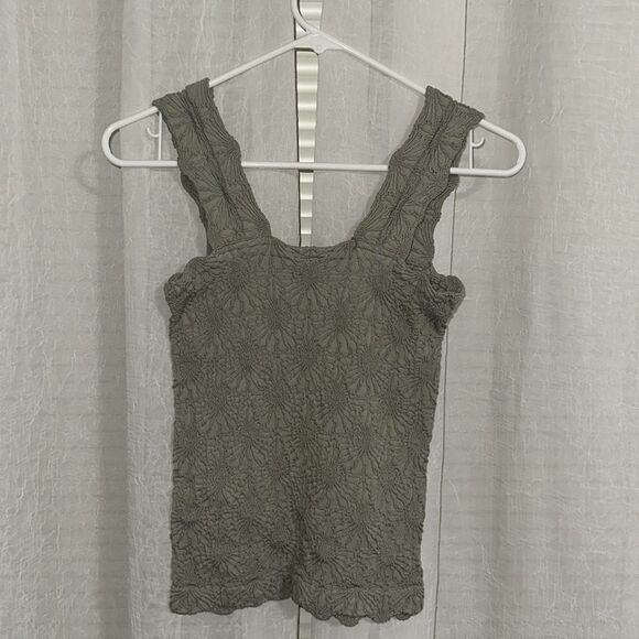 ALTAR’D STATE Blaire Sea Grass Green Seamless Floral Square Neck Wide Strap Cami - Picture 9 of 14